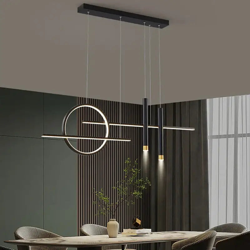 DecorBites™ Black LED Chandelier Pendant Light for Home Dining Kitchen Bar.
