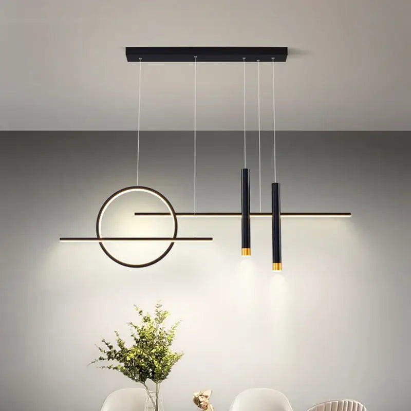 DecorBites™ Black LED Chandelier Pendant Light for Home Dining Kitchen Bar.