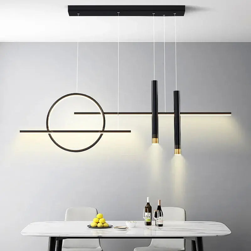 DecorBites™ Black LED Chandelier Pendant Light for Home Dining Kitchen Bar.