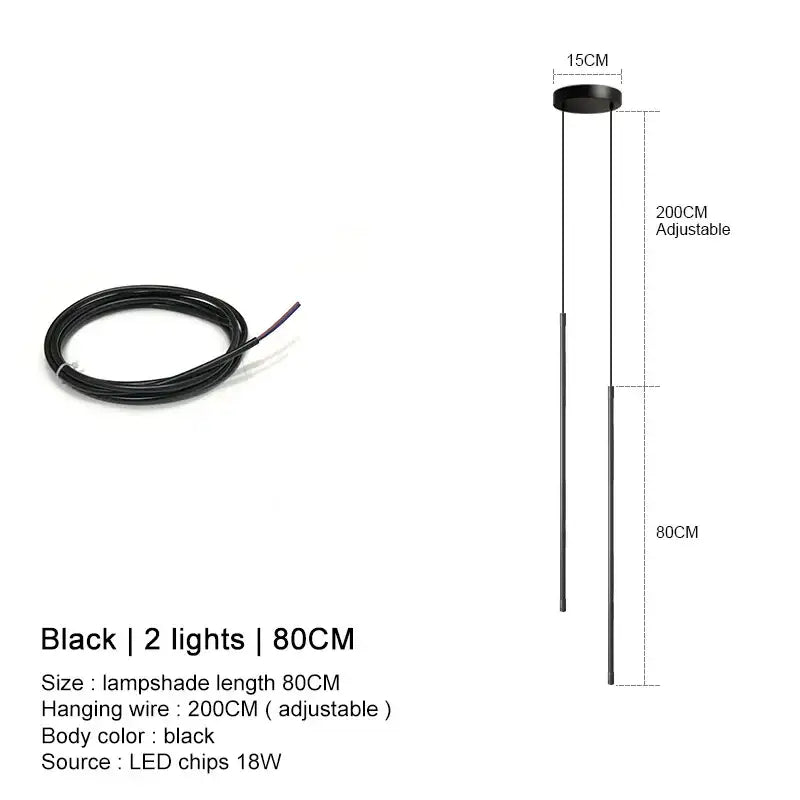 DecorBites™ Black LED Chandelier Pendant Lights for Dining Room and Bedroom