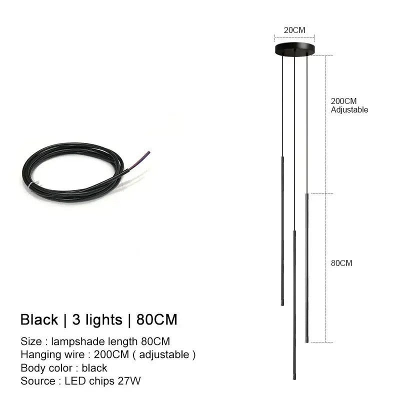 DecorBites™ Black LED Chandelier Pendant Lights for Dining Room and Bedroom