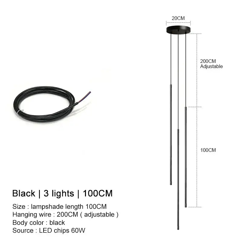 DecorBites™ Black LED Chandelier Pendant Lights for Dining Room and Bedroom