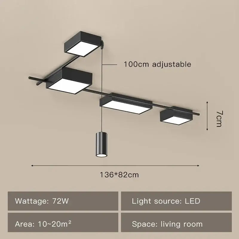 DecorBites™ Black LED Chandeliers for Living Dining Bedroom Hall Kitchen: Modern, Simple Indoor Lighting