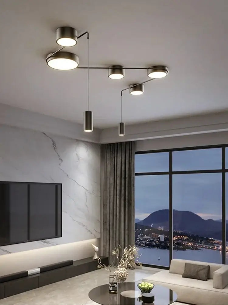 DecorBites™ Black LED Chandeliers for Living Dining Bedroom Hall Kitchen: Modern, Simple Indoor Lighting