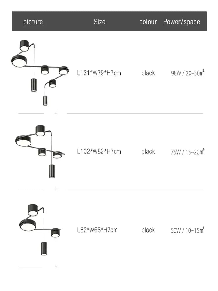 DecorBites™ Black LED Chandeliers for Living Dining Bedroom Hall Kitchen: Modern, Simple Indoor Lighting
