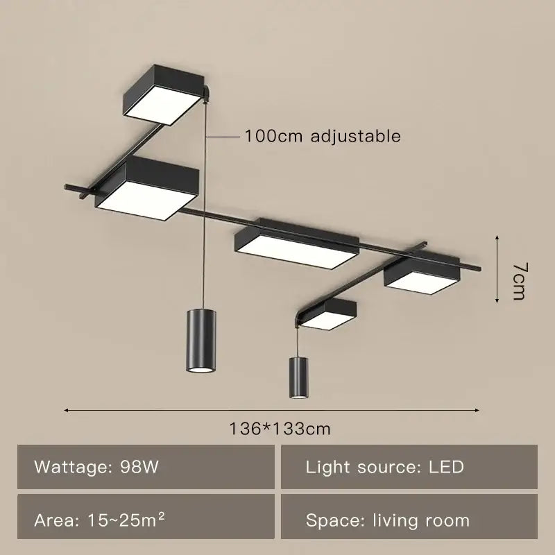 DecorBites™ Black LED Chandeliers for Living Dining Bedroom Hall Kitchen: Modern, Simple Indoor Lighting