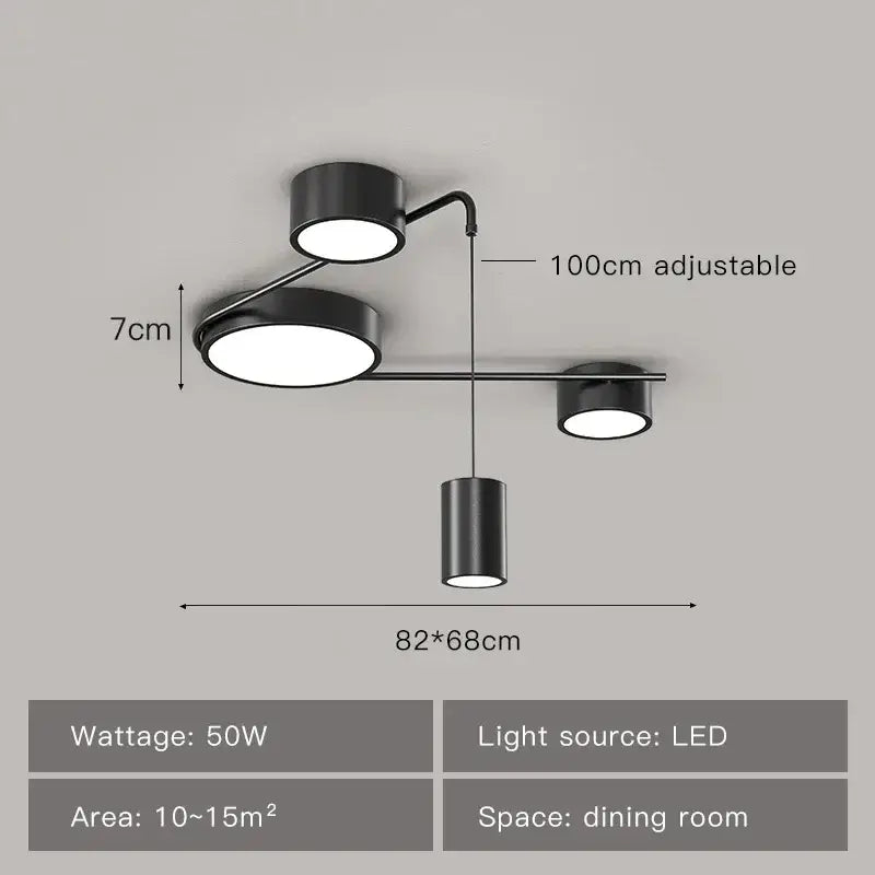 DecorBites™ Black LED Chandeliers for Living Dining Bedroom Hall Kitchen: Modern, Simple Indoor Lighting
