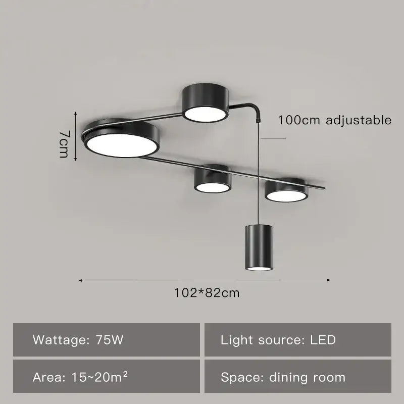 DecorBites™ Black LED Chandeliers for Living Dining Bedroom Hall Kitchen: Modern, Simple Indoor Lighting