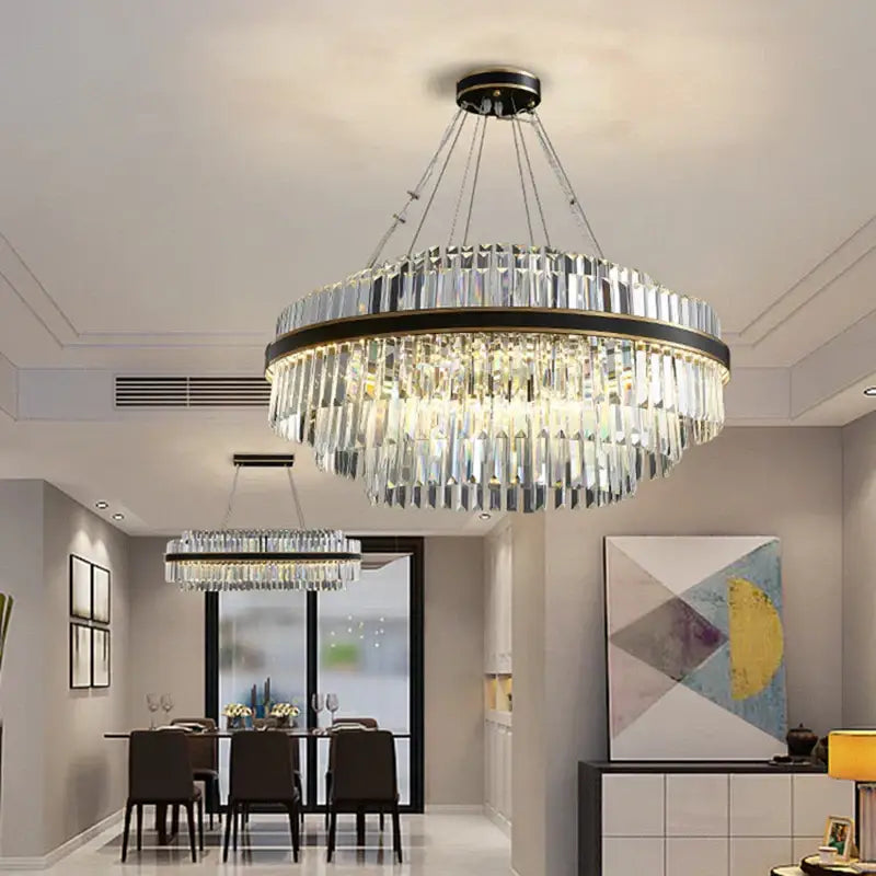 DecorBites™ Black LED Crystal Chandelier for Dining Room Luxury Design