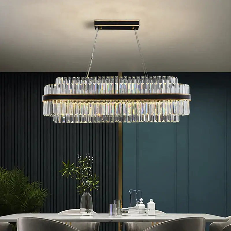 DecorBites™ Black LED Crystal Chandelier for Dining Room Luxury Design