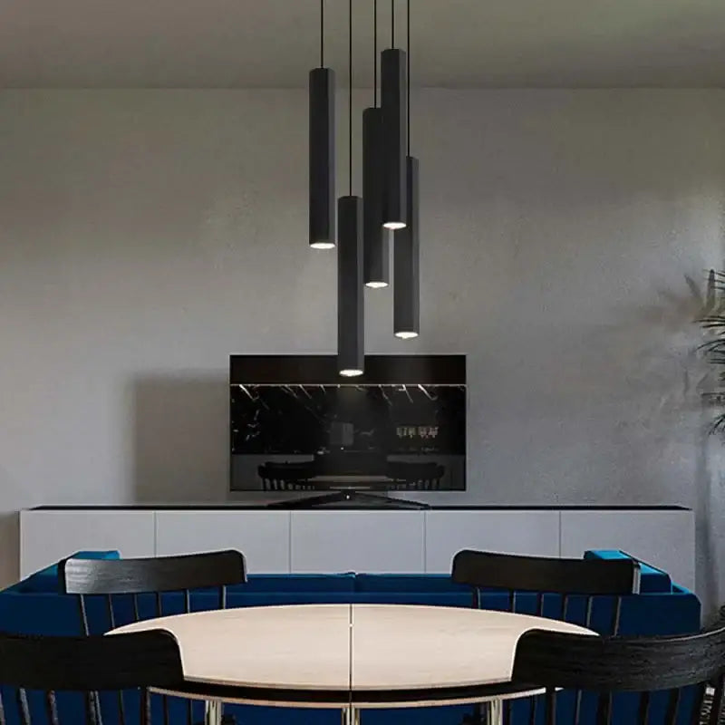DecorBites™ Black LED Crystal Staircase Chandelier: Modern Nordic Design, Creative Island Hanging Lamp