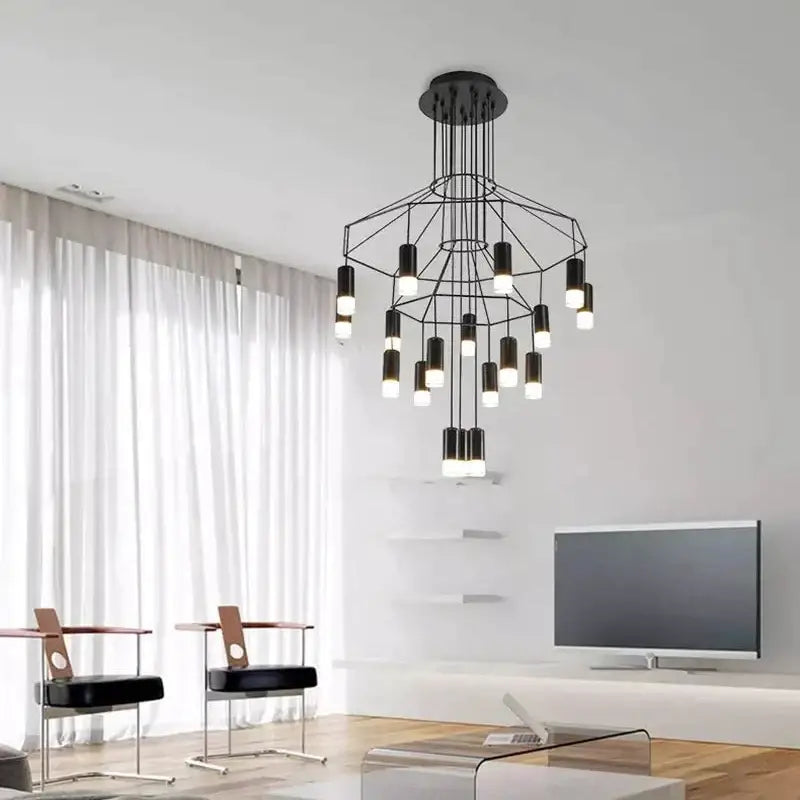 DecorBites™ Black LED Linear Chandelier for Dining Room, Lobby, and Home