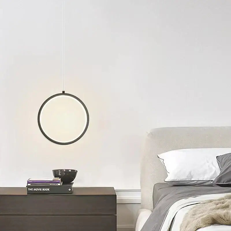 DecorBites™ Black LED Pendant Light: Elegant Bedroom Hanging Lamp, Small Chandelier