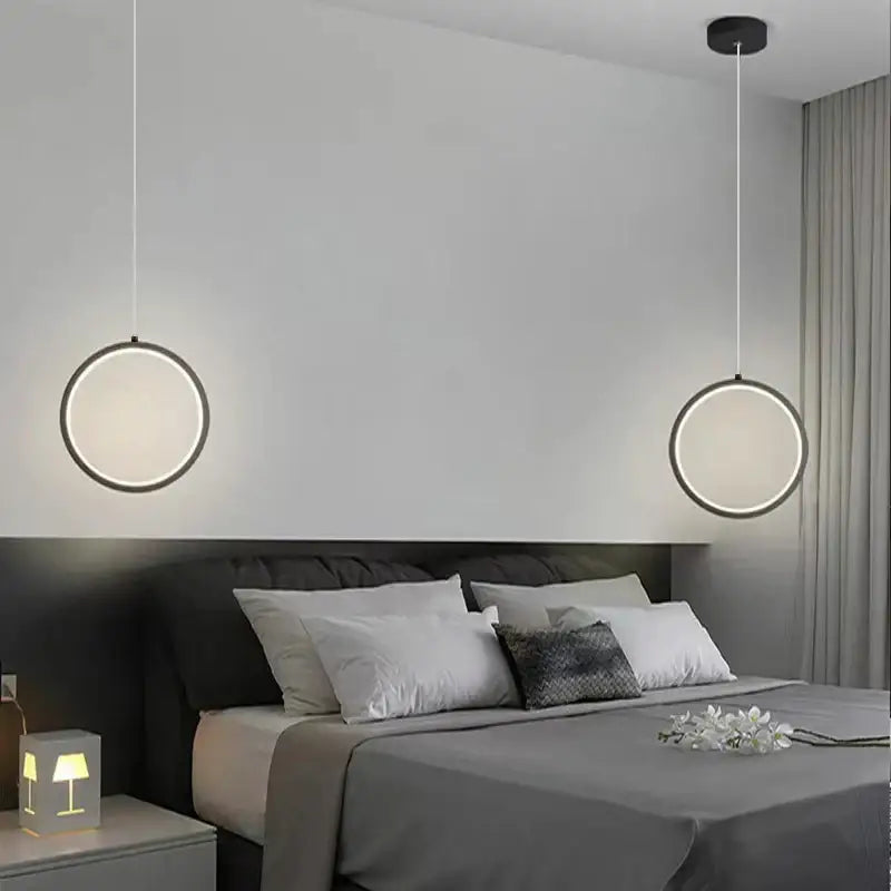 DecorBites™ Black LED Pendant Light: Elegant Bedroom Hanging Lamp, Small Chandelier