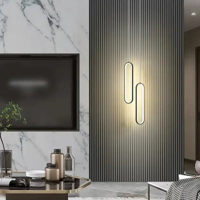 DecorBites™ Black LED Pendant Light: Elegant Bedroom Hanging Lamp, Small Chandelier