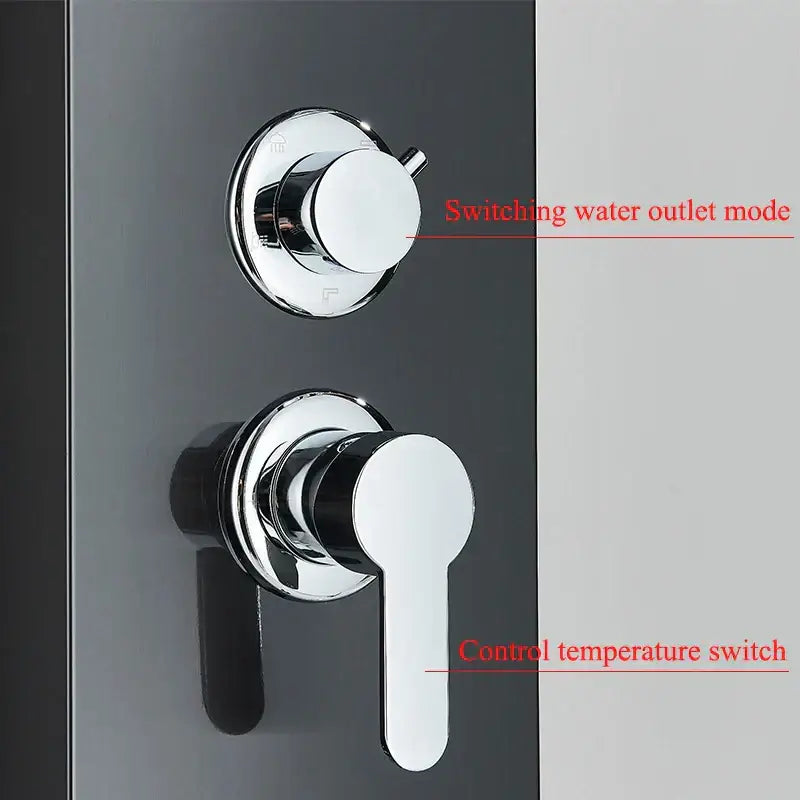 DecorBites™ Black LED Shower Faucet Panel with Waterfall Rain System & Massage Spa Spout