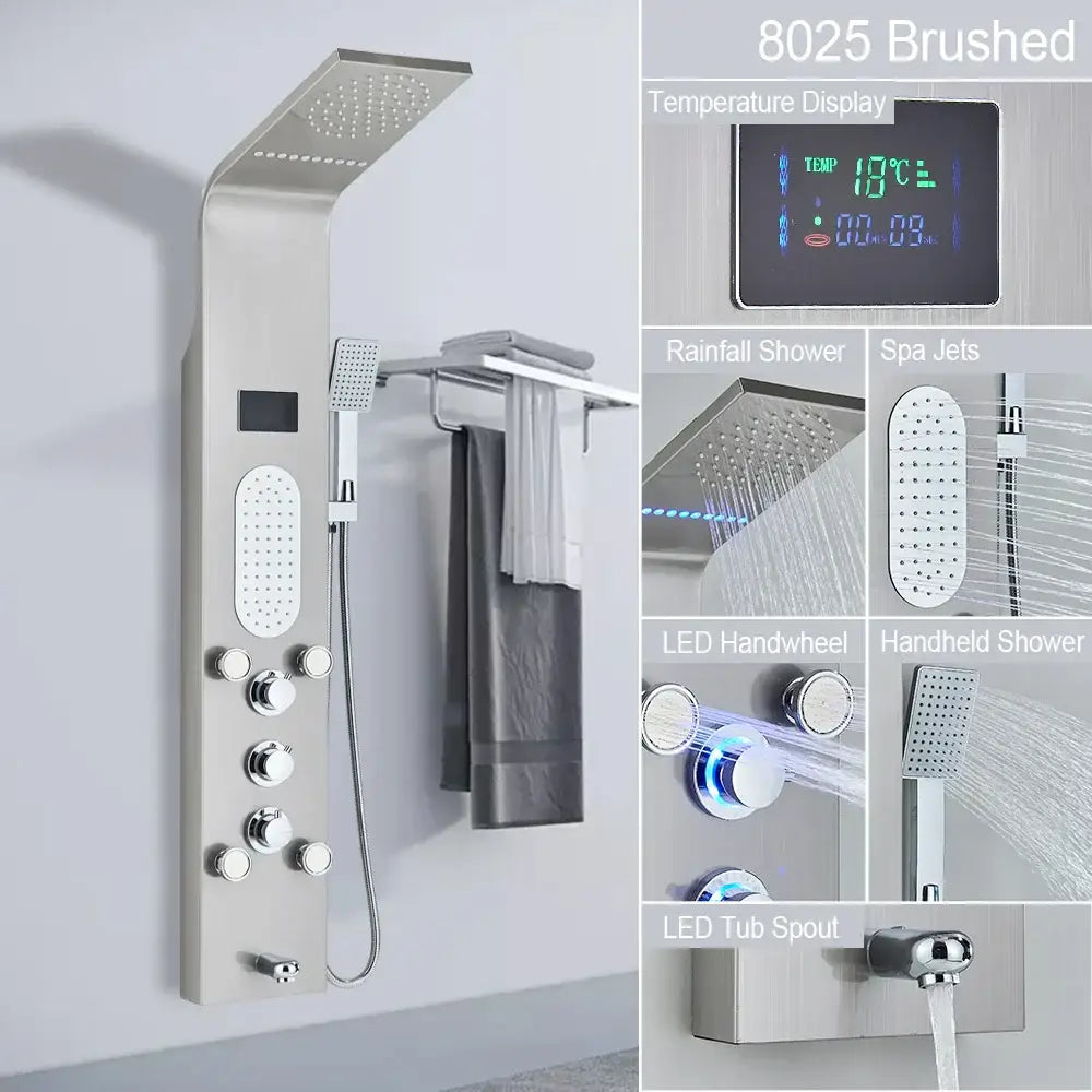 DecorBites™ Black LED Shower Faucet SPA Massage Jet Rain Panel Bidet Sprayer Tap