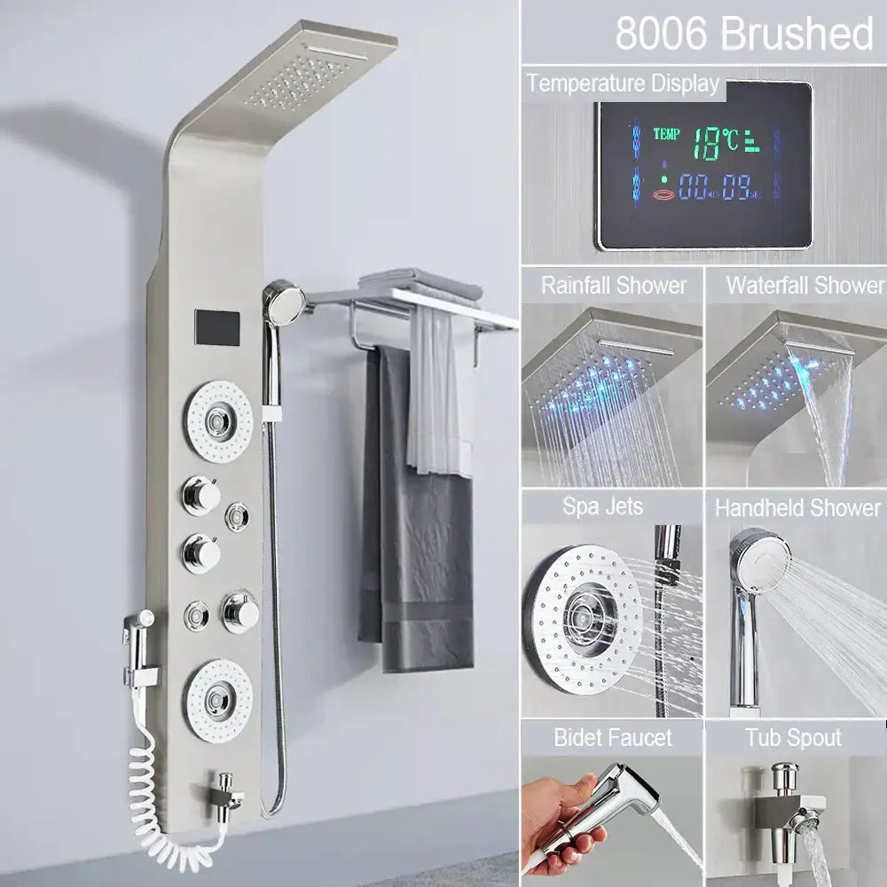 DecorBites™ Black LED Shower Faucet SPA Massage Jet Rain Panel Bidet Sprayer Tap
