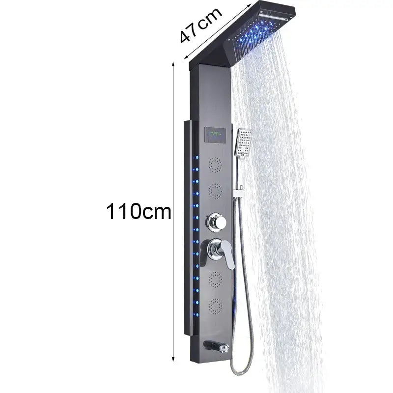DecorBites™ Black Led Shower Panel 5-Function Wall Mount Bathroom Shower Faucet