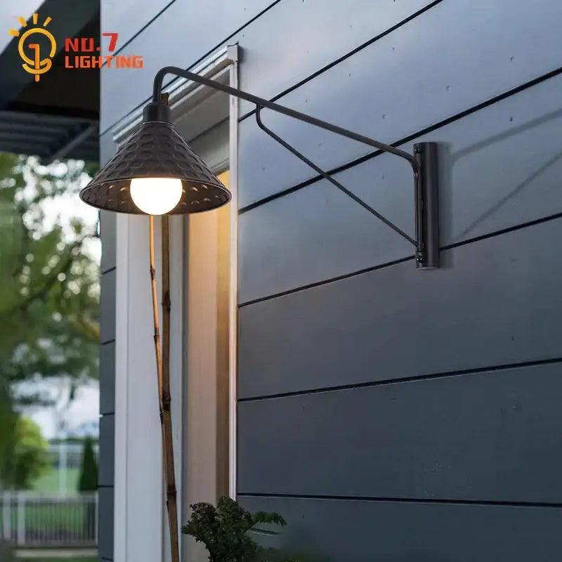 DecorBites™ Black LED Swing Arm Wall Lamp for Outdoor Decor in Bedroom, Balcony & Aisle