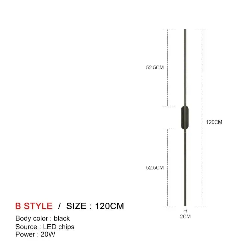 DecorBites™ Black LED Wall Lights - Modern Straight Line for Bedroom, Living Room, Kitchen Décor