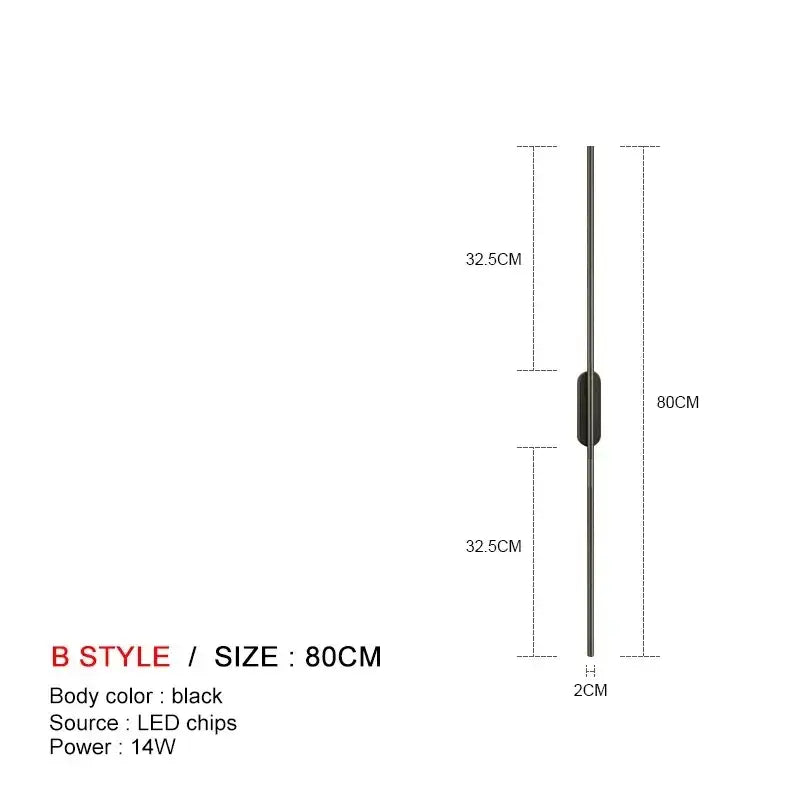 DecorBites™ Black LED Wall Lights - Modern Straight Line for Bedroom, Living Room, Kitchen Décor
