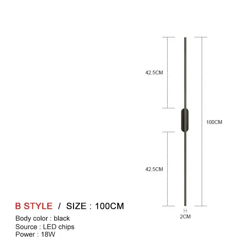DecorBites™ Black LED Wall Lights - Modern Straight Line for Bedroom, Living Room, Kitchen Décor