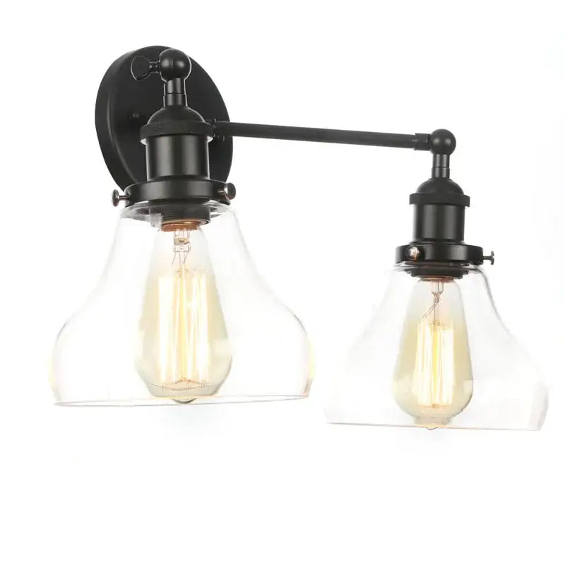 DecorBites™ Black LED Wall Sconce 2-Head Lamp for Bedroom Bathroom Mirror