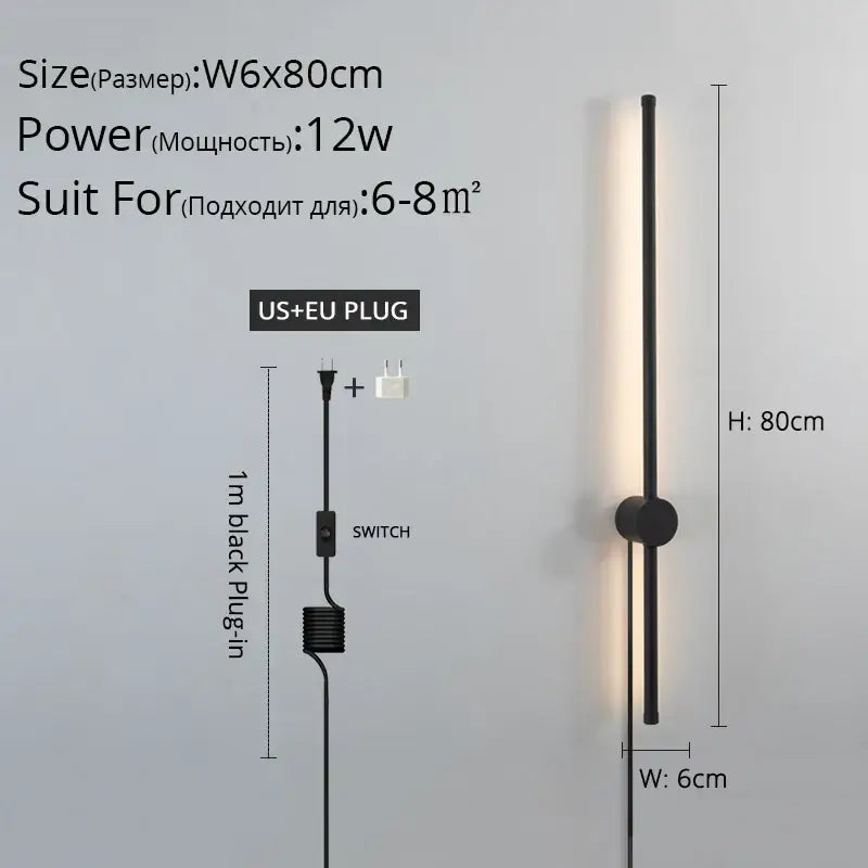 DecorBites™ Black LED Wall Sconce for Living Room Bedroom Lighting