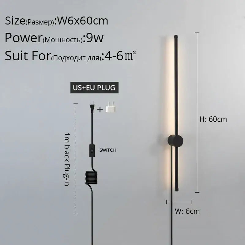 DecorBites™ Black LED Wall Sconce for Living Room Bedroom Lighting