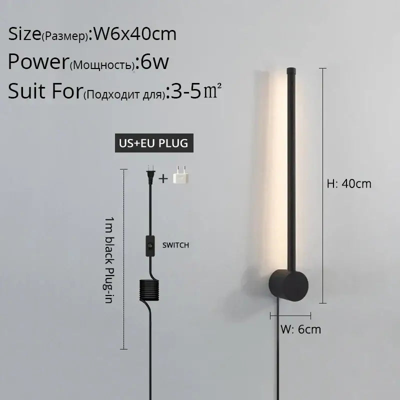 DecorBites™ Black LED Wall Sconce for Living Room Bedroom Lighting