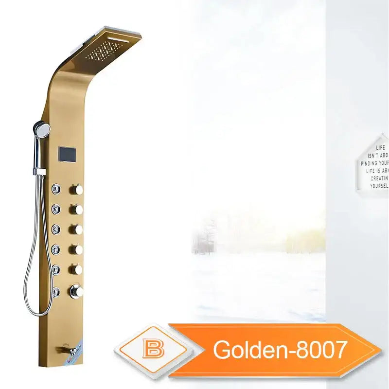 DecorBites™ Black LED Waterfall Rain Shower Panel with Massage Sprayer and Bidet Tap