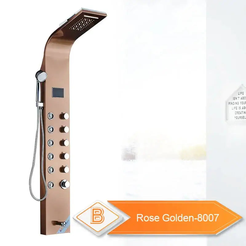 DecorBites™ Black LED Waterfall Rain Shower Panel with Massage Sprayer and Bidet Tap