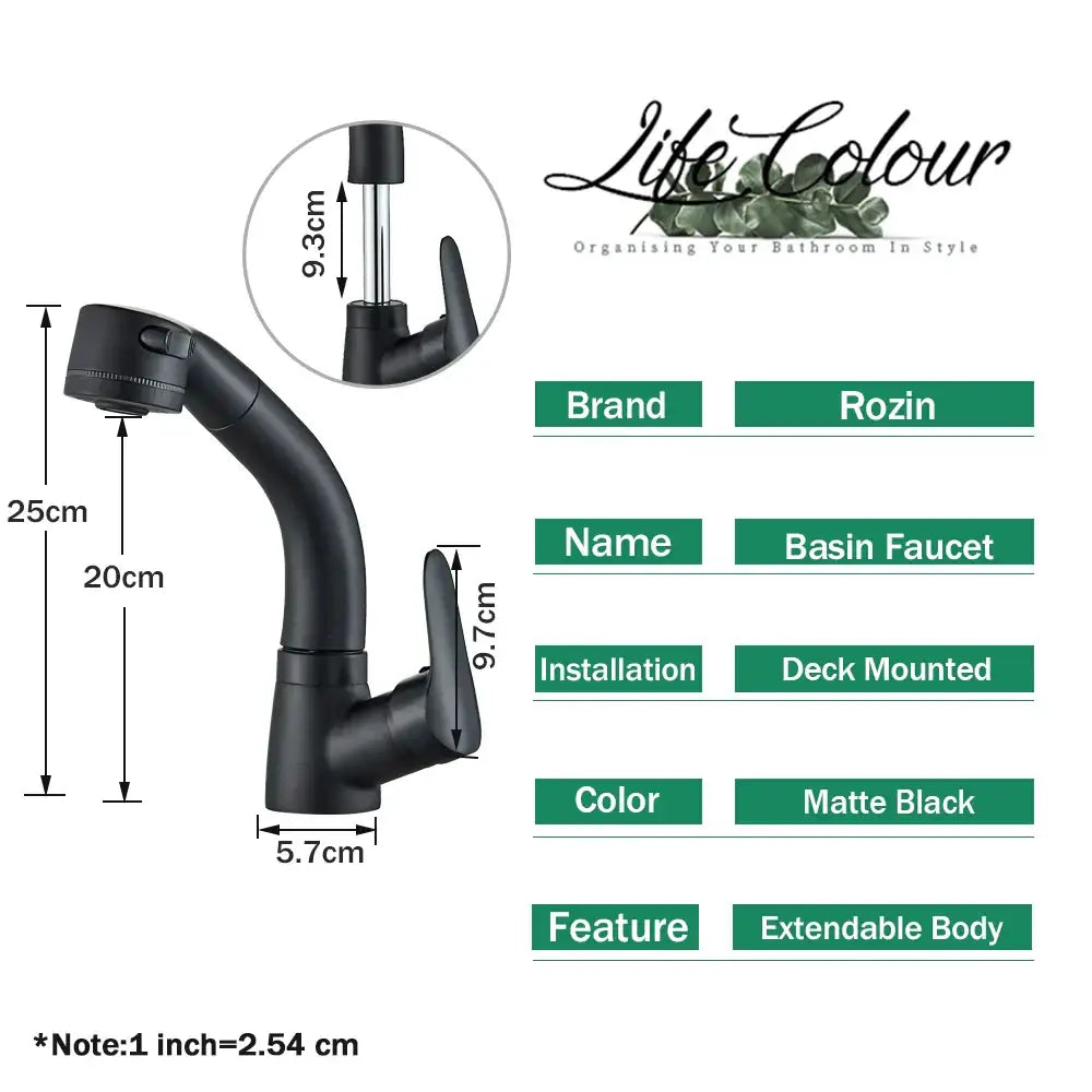 DecorBites™ Black Lift Basin Faucet with Pull Out Sprayer for Bathroom Sink - Dual Nozzle