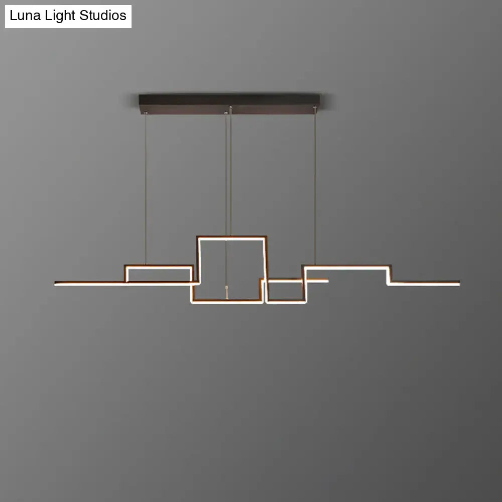 DecorBites™ Black Line Art Metal Hanging Lamp - Simplistic LED Island Lighting for Dining Room