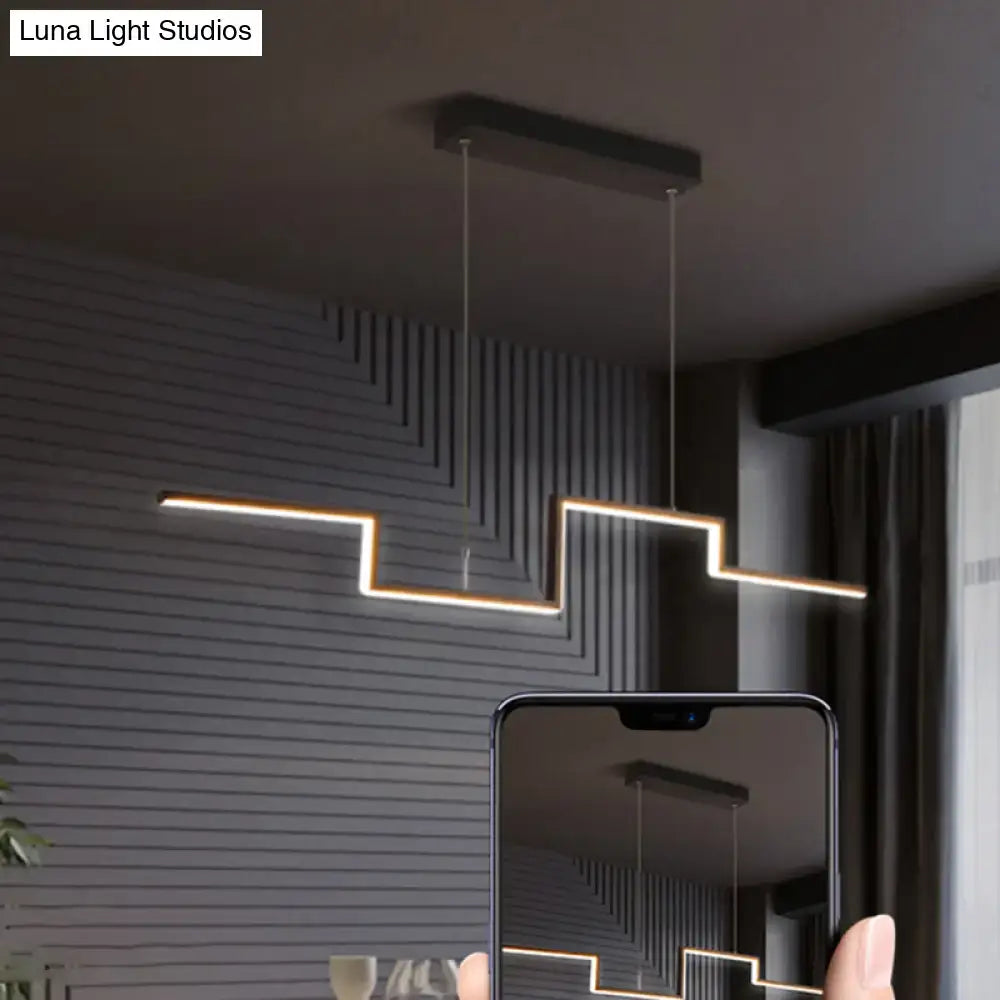 DecorBites™ Black Line Art Metal Hanging Lamp - Simplistic LED Island Lighting for Dining Room