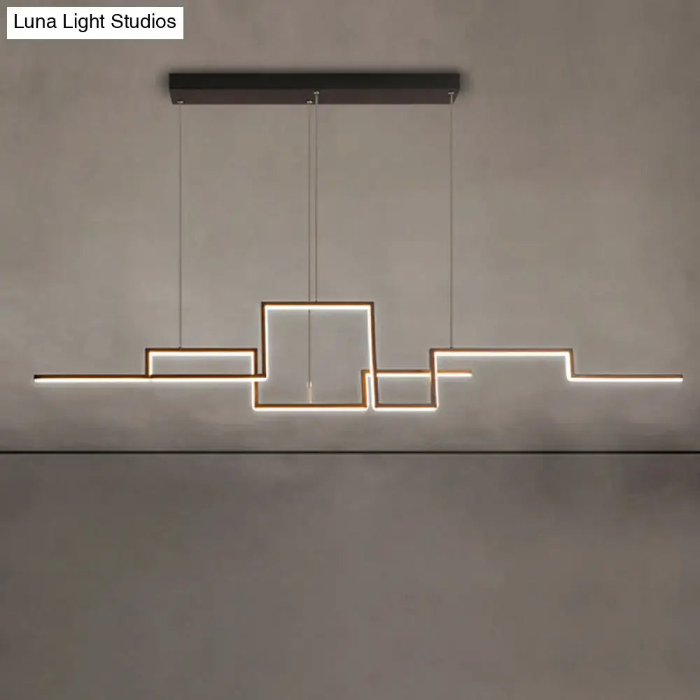 DecorBites™ Black Line Art Metal Hanging Lamp - Simplistic LED Island Lighting for Dining Room