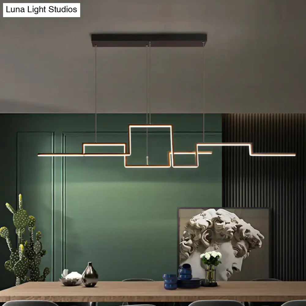 DecorBites™ Black Line Art Metal Hanging Lamp - Simplistic LED Island Lighting for Dining Room