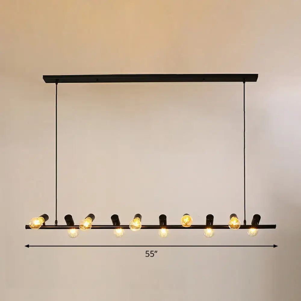 DecorBites™ Black Linear Island Pendant Light with Exposed Bulb Design - Perfect for Restaurants and Lofts