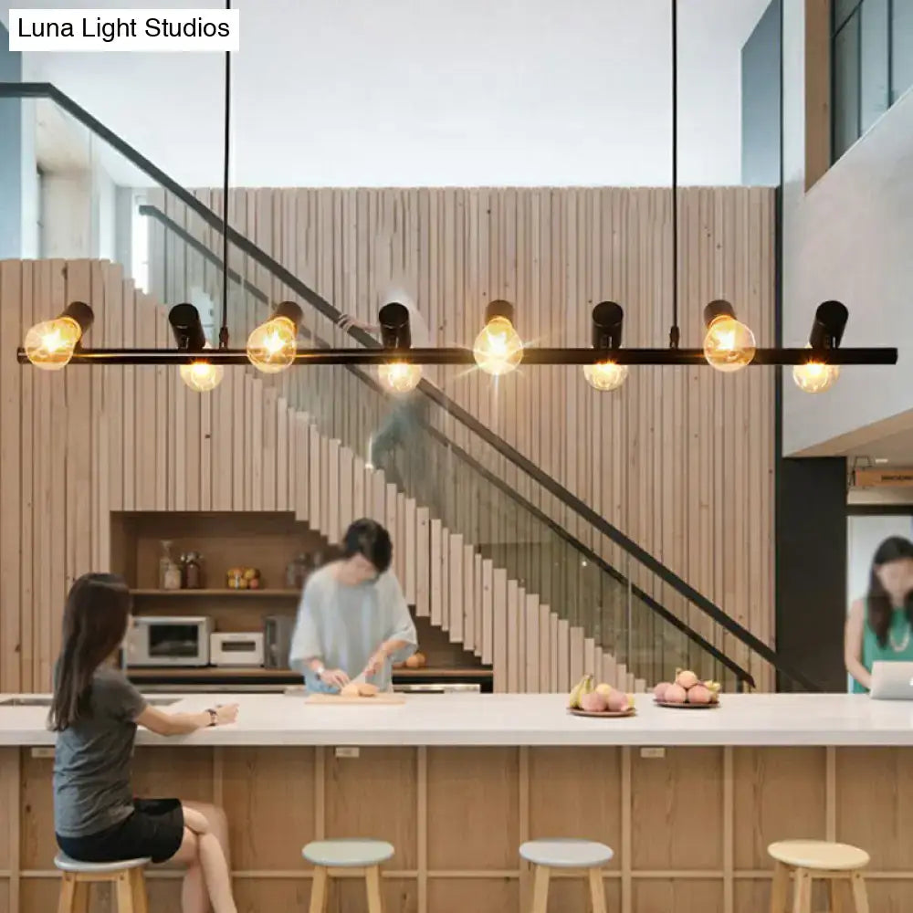 DecorBites™ Black Linear Island Pendant Light with Exposed Bulb Design - Perfect for Restaurants and Lofts