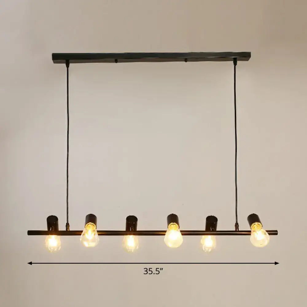DecorBites™ Black Linear Island Pendant Light with Exposed Bulb Design - Perfect for Restaurants and Lofts