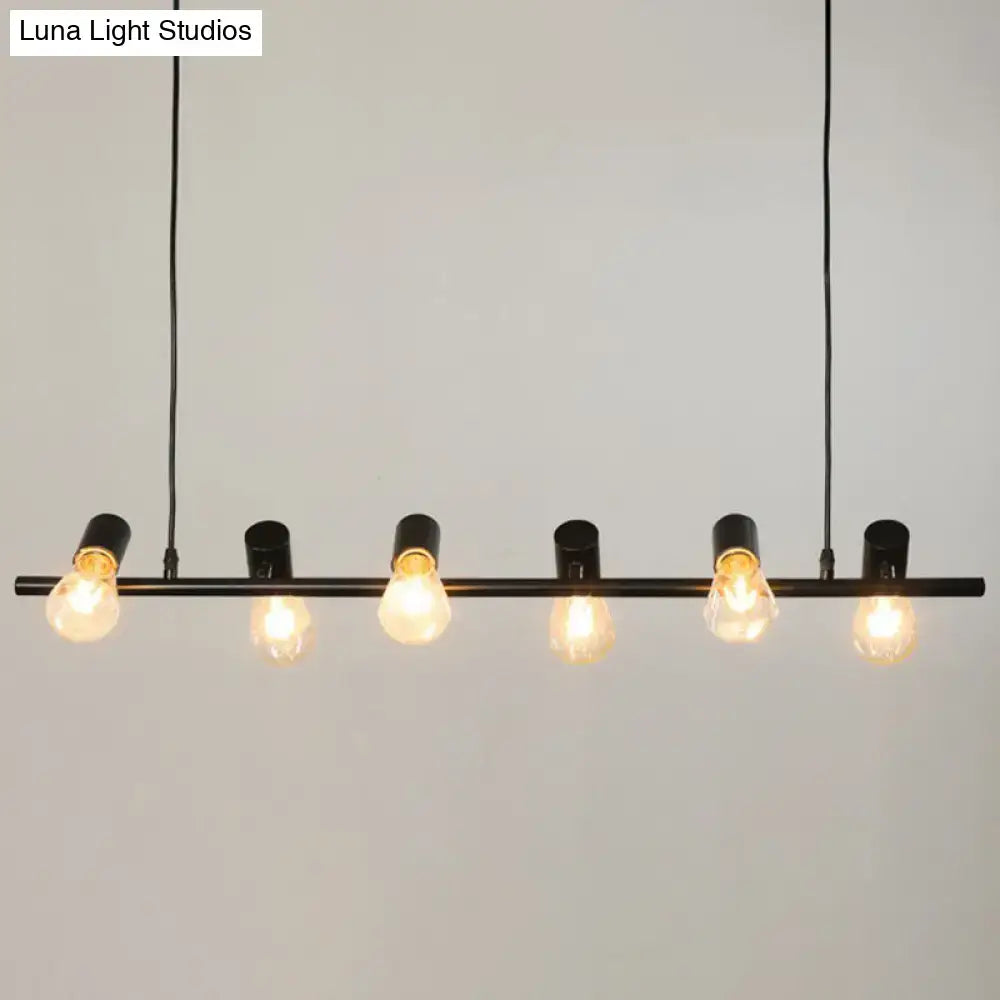 DecorBites™ Black Linear Island Pendant Light with Exposed Bulb Design - Perfect for Restaurants and Lofts