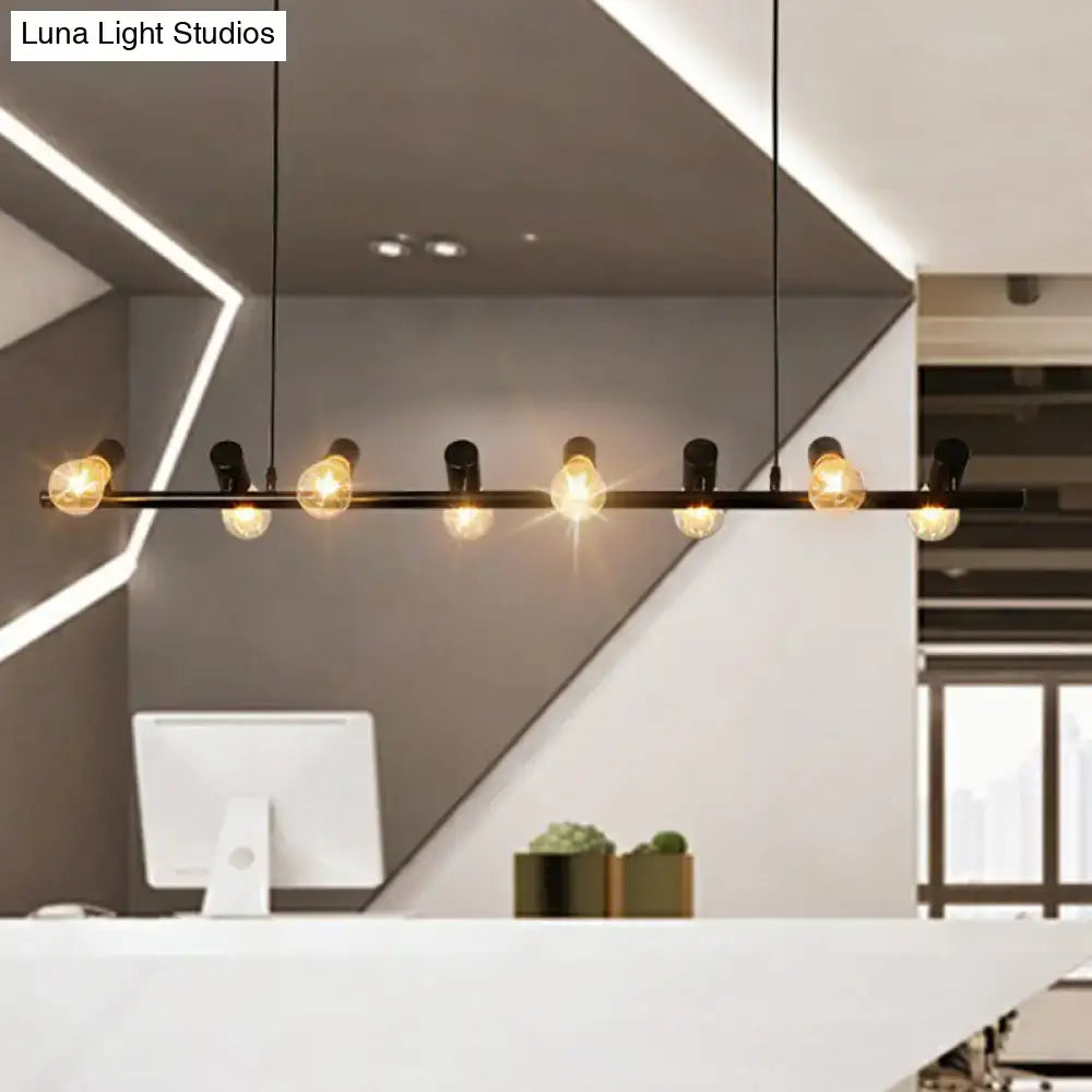 DecorBites™ Black Linear Island Pendant Light with Exposed Bulb Design - Perfect for Restaurants and Lofts