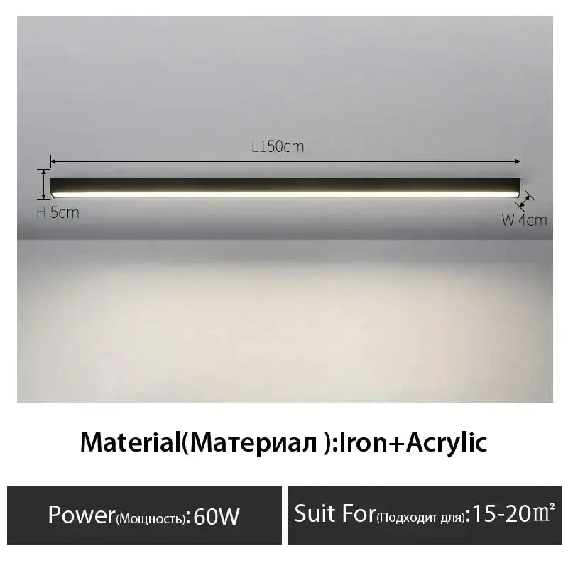 DecorBites™ Black Linear LED Ceiling Lamp for Living Room, Aisle, Dining Room