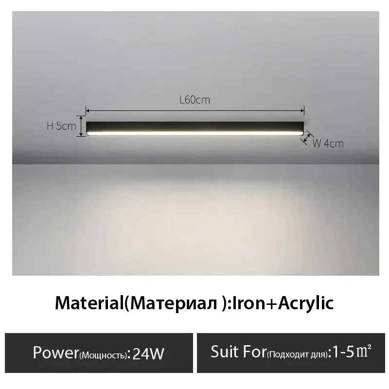 DecorBites™ Black Linear LED Ceiling Lamp for Living Room, Aisle, Dining Room
