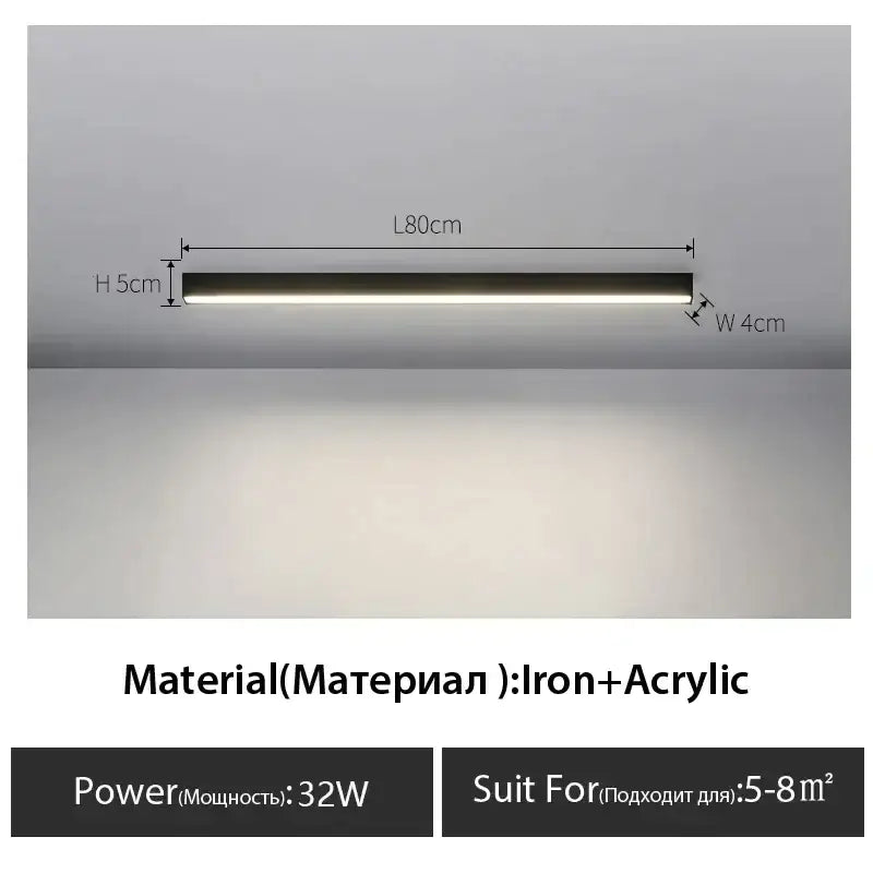 DecorBites™ Black Linear LED Ceiling Lamp for Living Room, Aisle, Dining Room