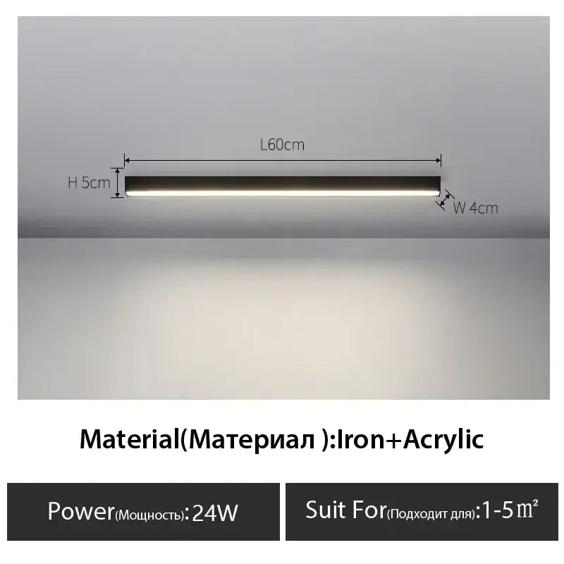 DecorBites™ Black Linear LED Ceiling Light for Aisle, Bedroom, Dining, Living Room – Minimalist Design
