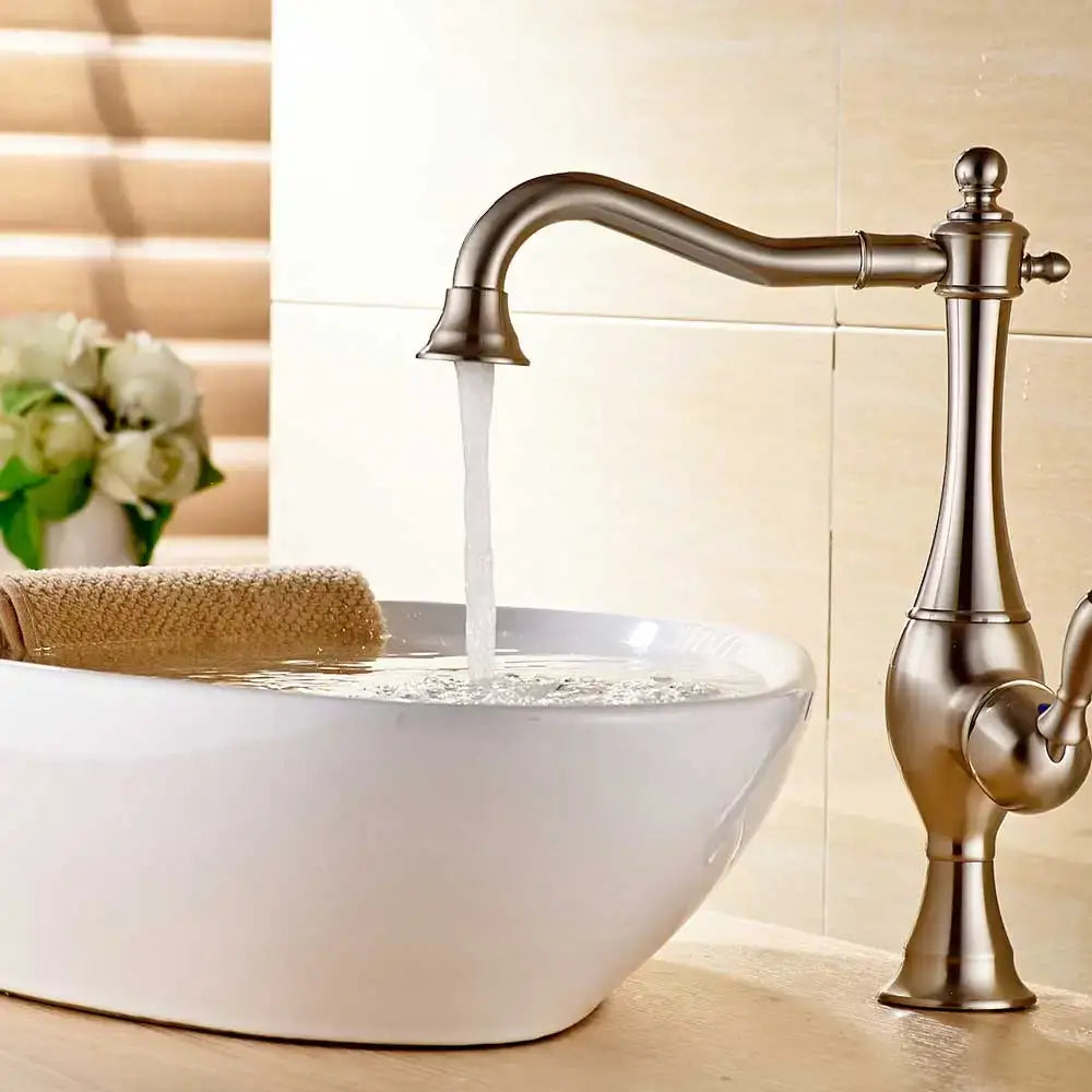 DecorBites™ Black Long Neck Kitchen Faucet with Rotating Spout - Deck Mounted Mixer Tap