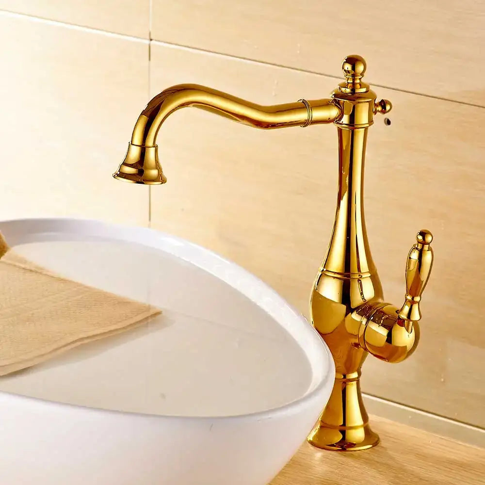 DecorBites™ Black Long Neck Kitchen Faucet with Rotating Spout - Deck Mounted Mixer Tap