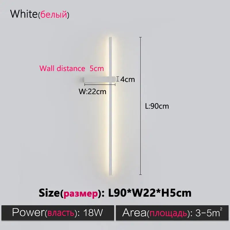 DecorBites™ Black Long Strip Wall Lamp - Modern Minimalist Bedroom Living Room TV Wall Light